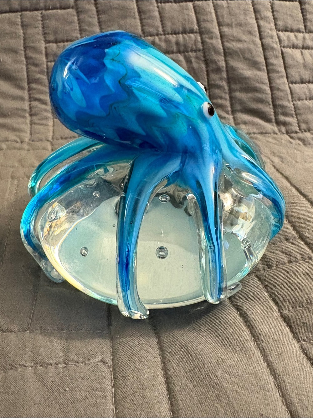 Handmade Octopus Blown Glass Figurine Gift Home Decor Blue-Green Paper Weight - Picture 4 of 15